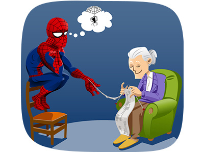 Spiderman bored fanart grandmother spiderman