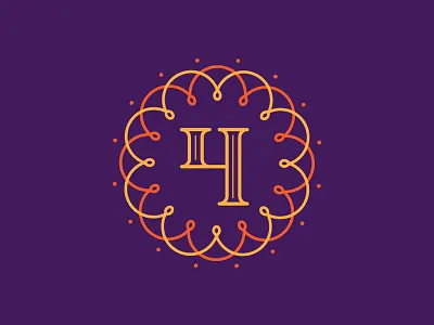 4 4 decorative four logo orange purple typographic vector