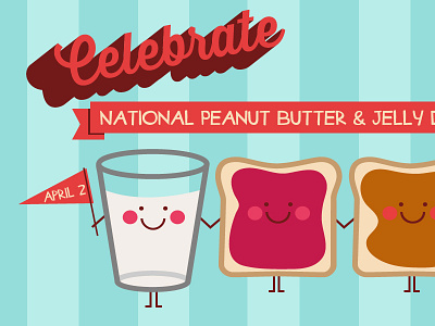 National Pb&J Day cute icon illustration pbj simple stripes