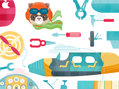 Illustration madness aviation illustration polecat tools vector