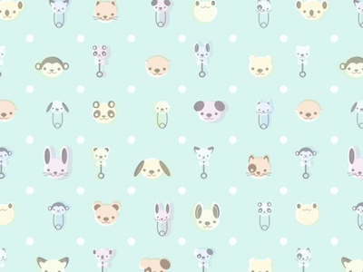 Baby Animal Fabric animals baby cute fabric illustration retro