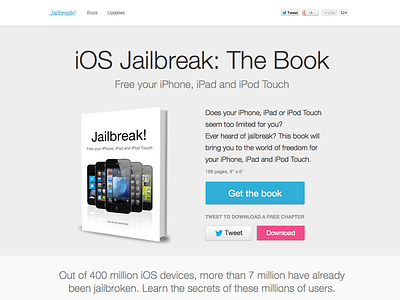 Jailbreak! Book website book clean cover flat homepage ios ios jailbreak iphone jailbreak ui web design website