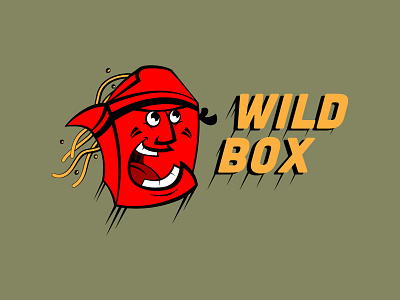 Wild Box box character chenese food logo noodles orange typographic wild