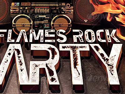 Flame Rock Concert Flyer Template club club party crazy crazy party dance disco event flame flyer party party flyer red rock speaker template