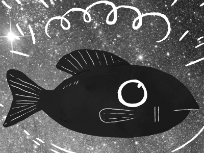 your fortune animal crossing fish greyscale illustration
