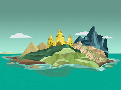 an island of ancient wonders angkor wat illustration island landingpage machu picchu pyramids