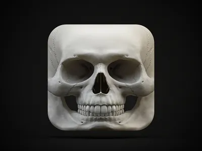 Skull iOS Icon 3d apps cinema4d icon ios ipad iphone render skull zbrush