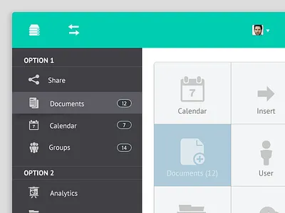 Dashboard analytics calendar dashboard design form groups ipad menu messages queue ui web widget