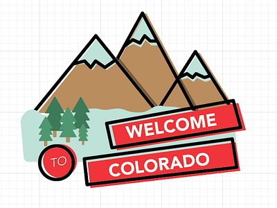 Welcome To... city colorado flat mountain offset outline sketch snow thick