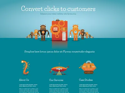 Illustrated Website Design flying saucer green illustration monster orange robot space vector web website