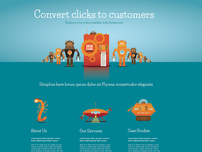 Illustrated Website Design flying saucer green illustration monster orange robot space vector web website