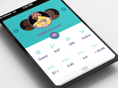 Player Card Carousel app basketball card carousel iphone menu mobile player ui