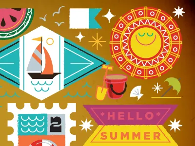 WIP VII boat bucket flag hello summer sailboat spade stamp summer sun umbrella watermelon