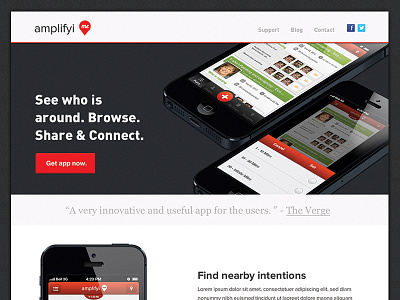 App Landing page app grey landing page minimal mobile app red website