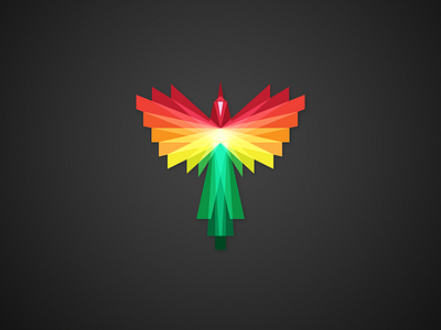 Firebird bird fire geometric green red