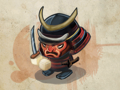 Red samurai character design dragon siege ios game