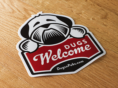 Dugs Welcome bar beer charity dog drink dug non profit pub scotland scottish sign sticker