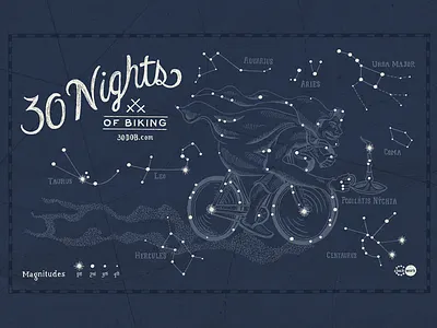 30 Nights of Biking 30daysofbiking bike constellation illustration stars