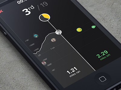 Live Race Screen app dark elevation ios pace race rank run