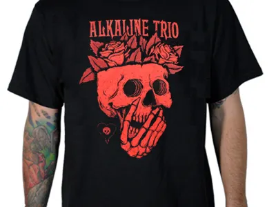 New! alkaline band brain heart leaf red rose skull trio tshirt