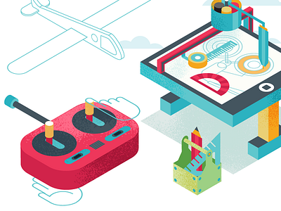 Isometric airplane illustration iso isometria isometric remote tools vector