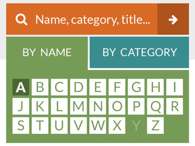 Mobile Navigation – Browse by Name a z lato mobile navigation