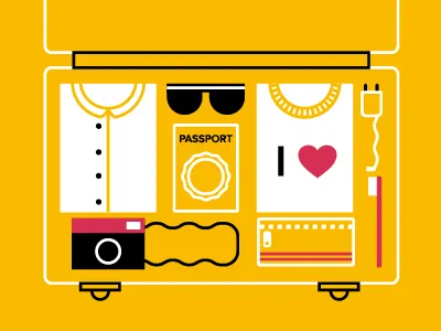 Ready to leave? flat holidays lomo motion graphics passport suitcase t shirt travel vacation yellow