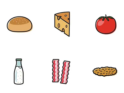 Chicken burger ingredients burger chicken icons illustrations