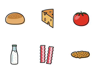 Chicken burger ingredients burger chicken icons illustrations