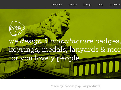 Made by Cooper badges design green hero banner keyrings lion