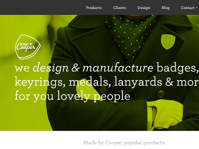 Made by Cooper 2 badges design green hero banner keyrings