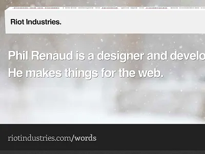 Riot Industries blog css3 interactive portfolio site