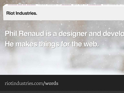 Riot Industries blog css3 interactive portfolio site