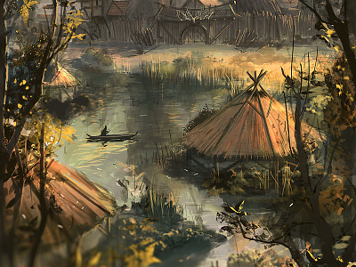 Northern Town concept art concept design environment design illustration nordic town village