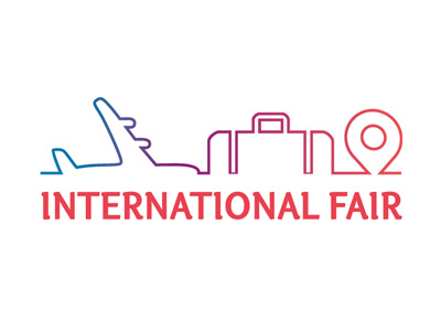 International Fair Logo fair international logo logotype plane suitcase travel trip