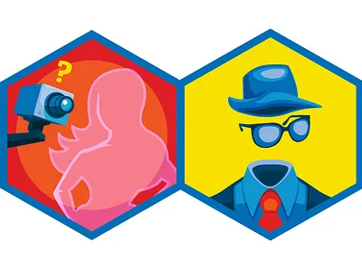 Invisibility Options badges icons illustration