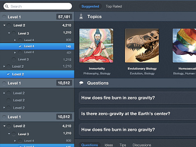 Research Work faceted list navigation research table thumbnails ui ux