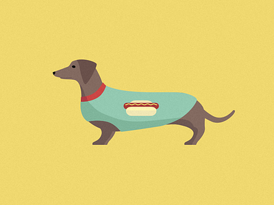 Hot Dog art character colour cute daschund debut design dog first fun graphic hot dog illustration jacket minimal sausage vector vintage