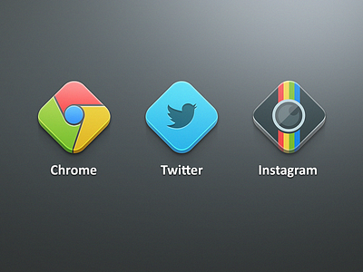 Dicons ♦ bird camera chrome concept diamonds flat icons instagram ios iphone shape twitter