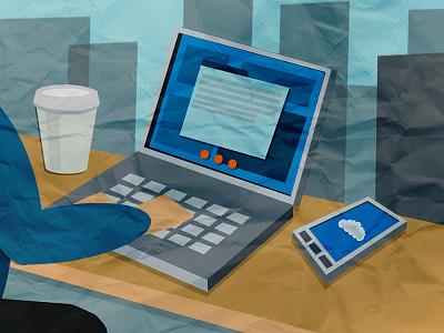 Paper craft comic computer illustration paper