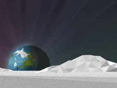 Draft for new product design earth moon polygon rising
