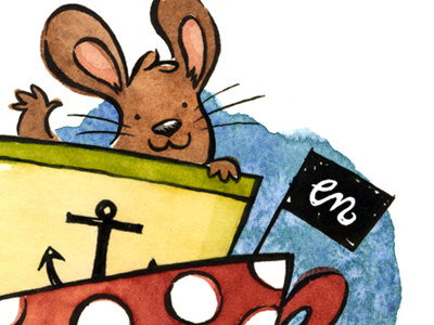 Alo! cup ink mouse sea tea traditional watercolour