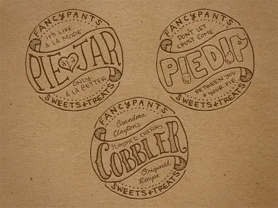 Fancypants Jar Labels branding brown paper cobbler dessert dip hand drawn hand lettering handmade homemade identity jar labels packaging pie sweets