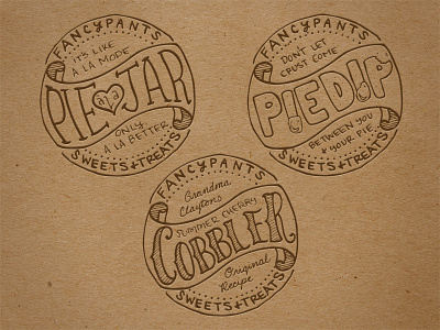 Fancypants Jar Labels branding brown paper cobbler dessert dip hand drawn hand lettering handmade homemade identity jar labels packaging pie sweets