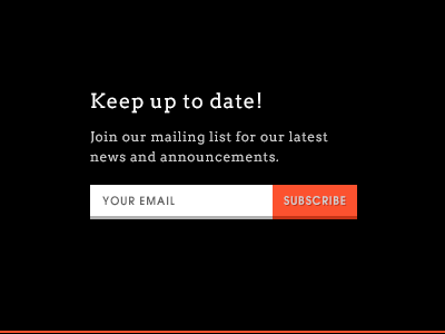 Email subscribe form announcements arvo chunky email form form field newsletter orange subscribe