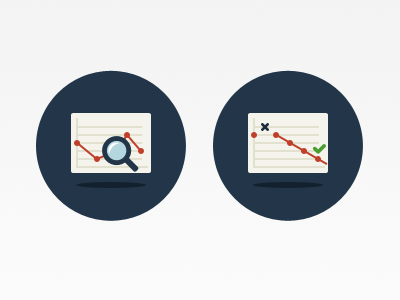 Nanana analyze glyphs graphs hello icons magnifying glass optimize