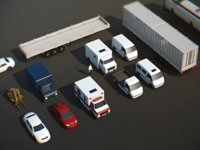 Vehicle Assets 3d ambulance car forklift iso isometric lowpoly transportation transporter van vehicle