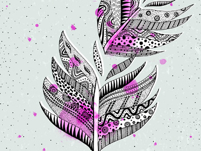 Feather Middle hand drawn illustration pattern