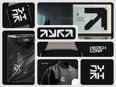 JYHERMZ Logo Design brand identity branding cyberpunk futuristic graphic design key visuals logo logo design mockup modern pattern sci fi ui
