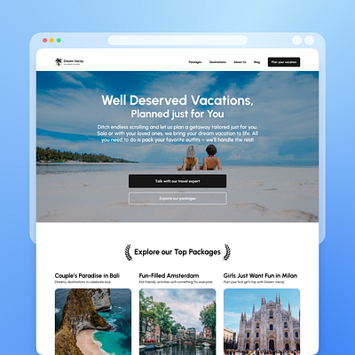 Travel Website Design blue branding travel travel website web design website website design